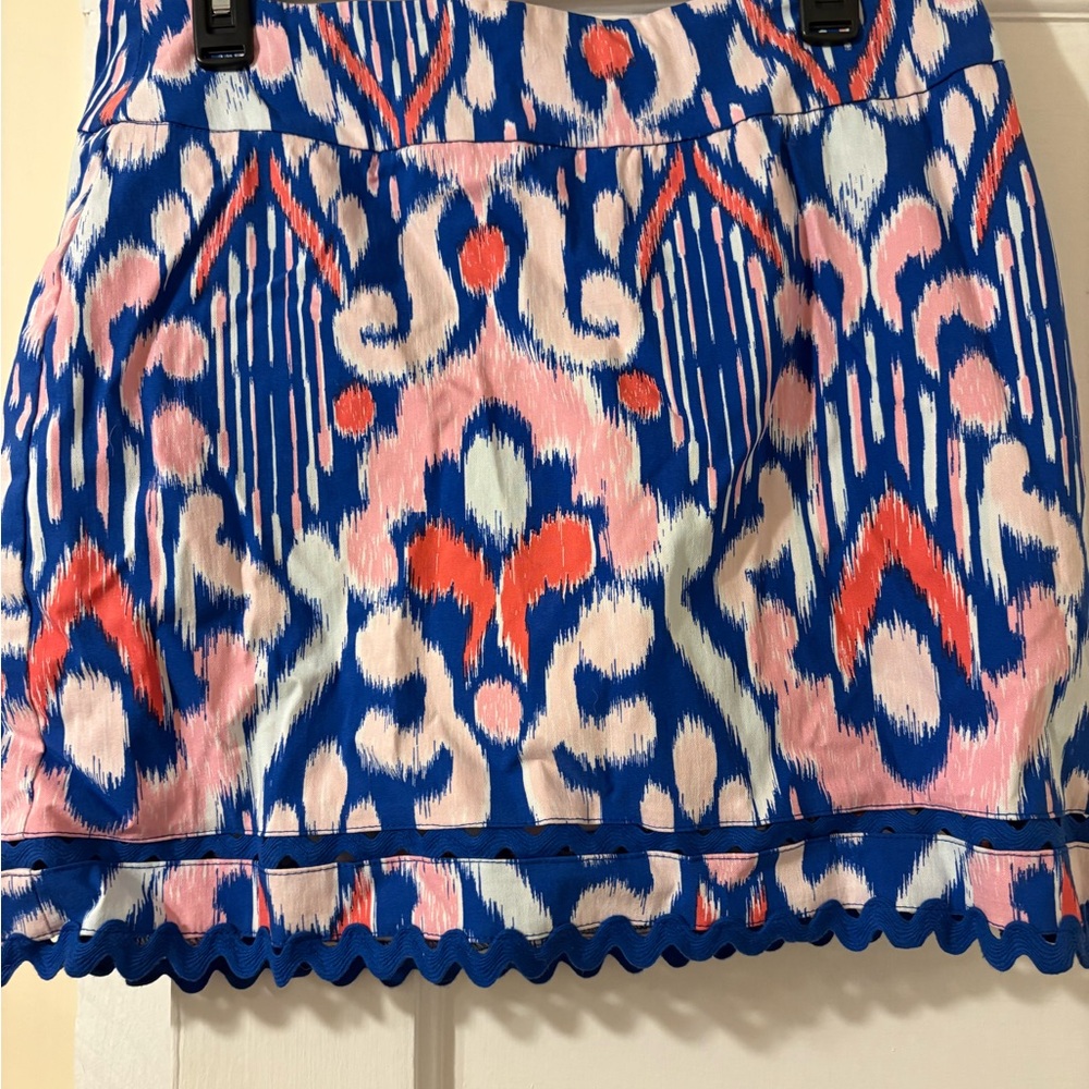 Crown and Ivy Blue and Coral Church Skirt